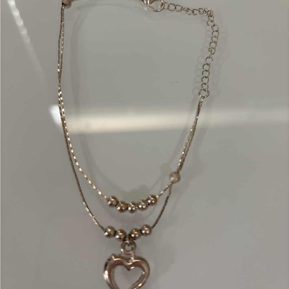Elegant Silver Heart Pendant Anklet from Mexico